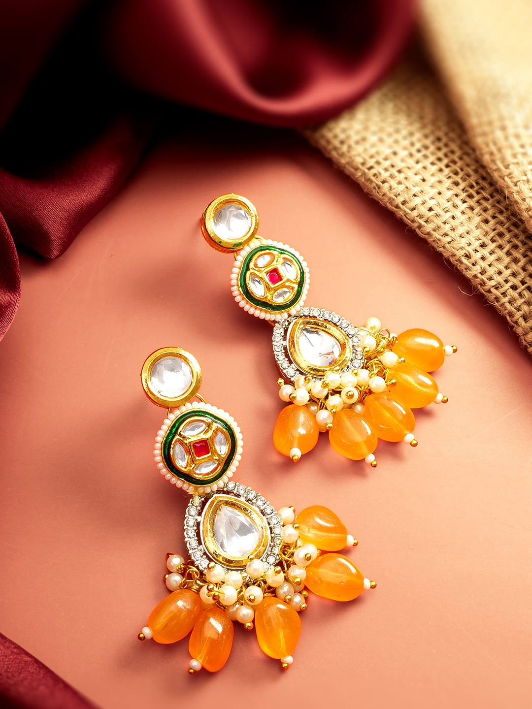 

aadita Gold-Plated Geometric Drop Earrings