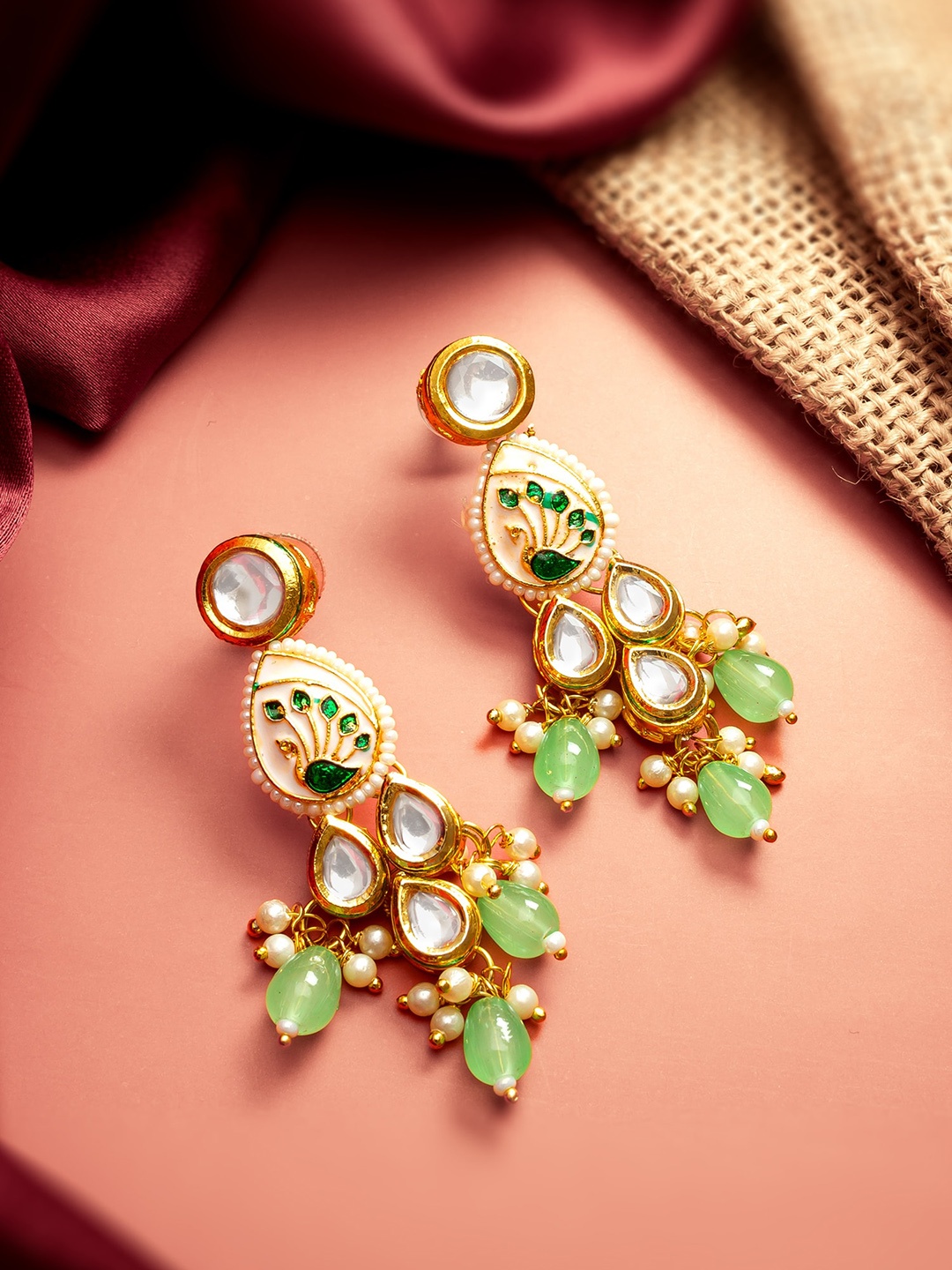 aadita Gold-Plated Geometric Drop Earrings