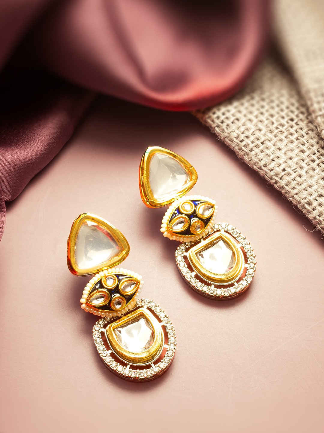 

aadita Gold-Plated Geometric Drop Earrings