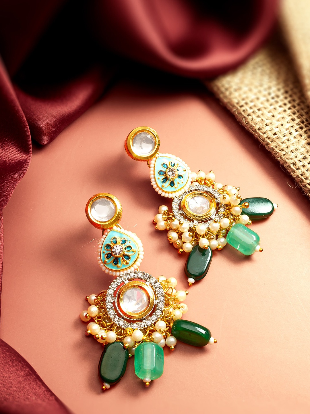 

aadita Gold-plated Geometric Drop Earrings