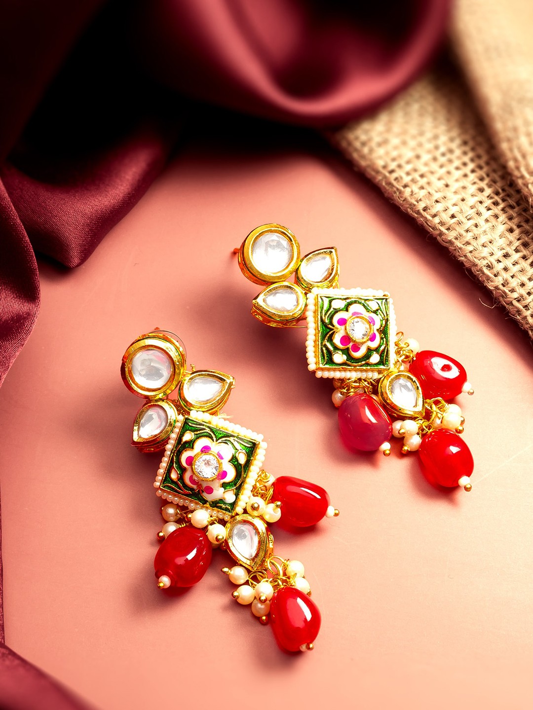 

aadita Gold-plated Geometric Drop Earrings