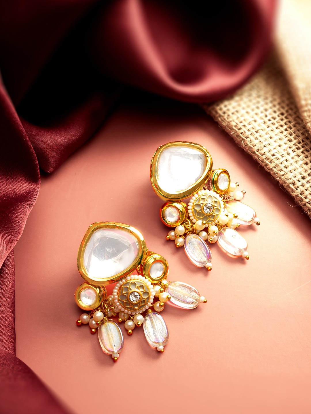 

aadita Gold-plated Geometric Drop Earrings