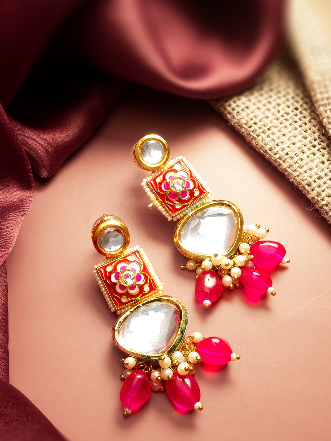 aadita Gold-Plated Contemporary Drop Earrings