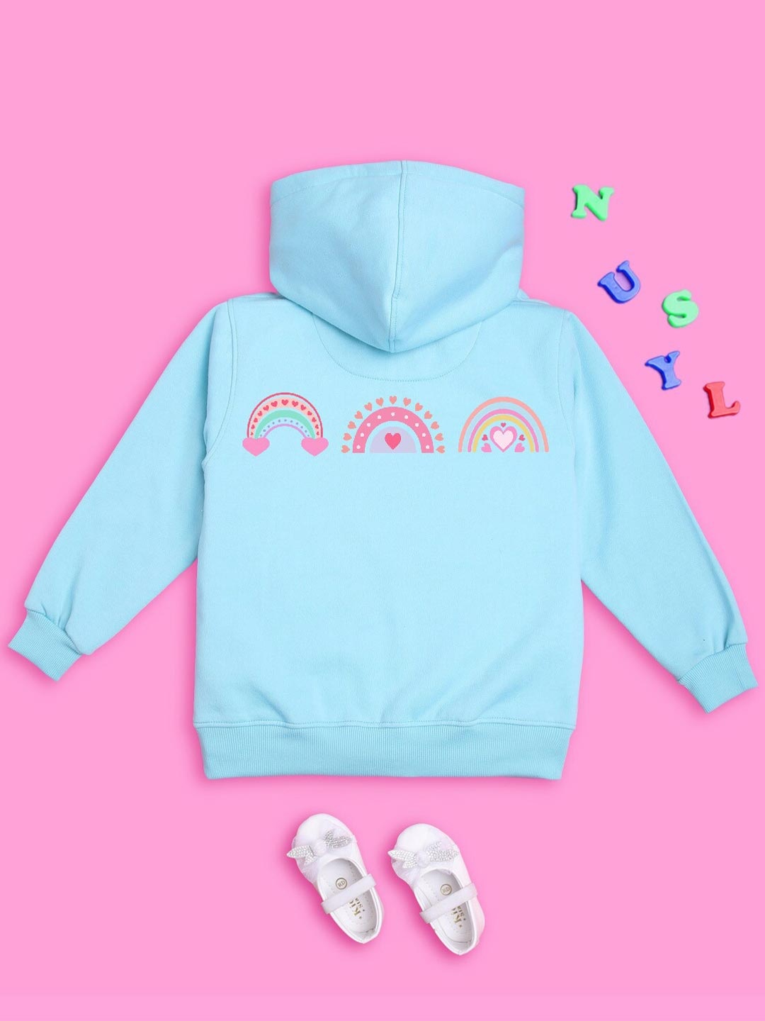 

NUSYL Girls Graphic Printed Hooded Pullover Sweatshirt, Blue