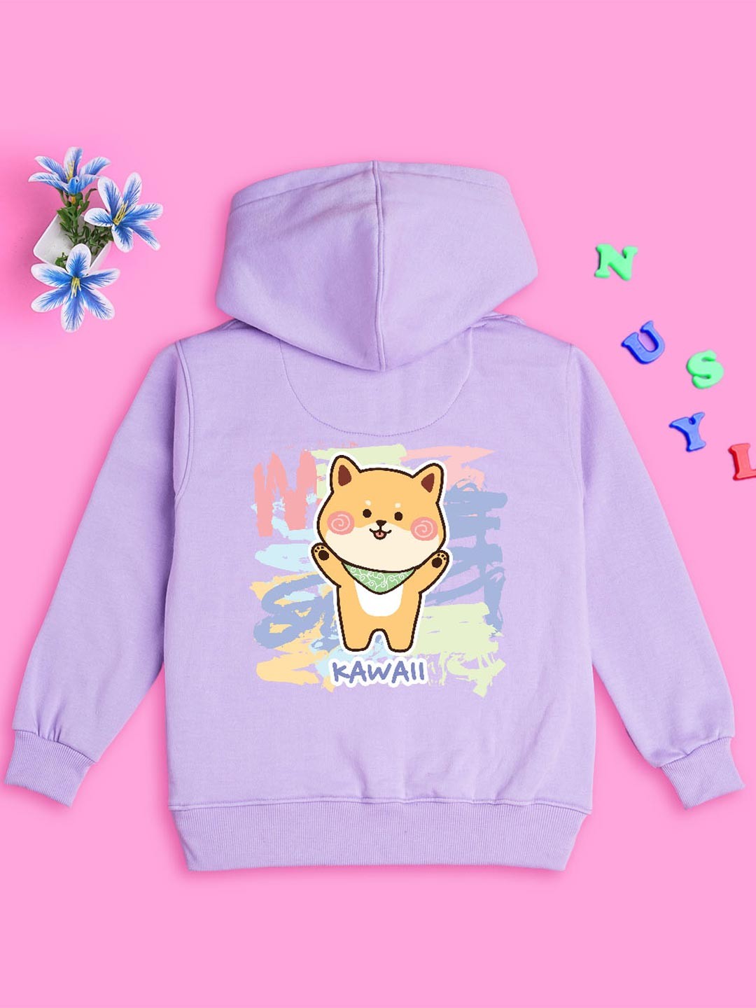 

NUSYL Girls Printed Hooded Sweatshirt, Lavender