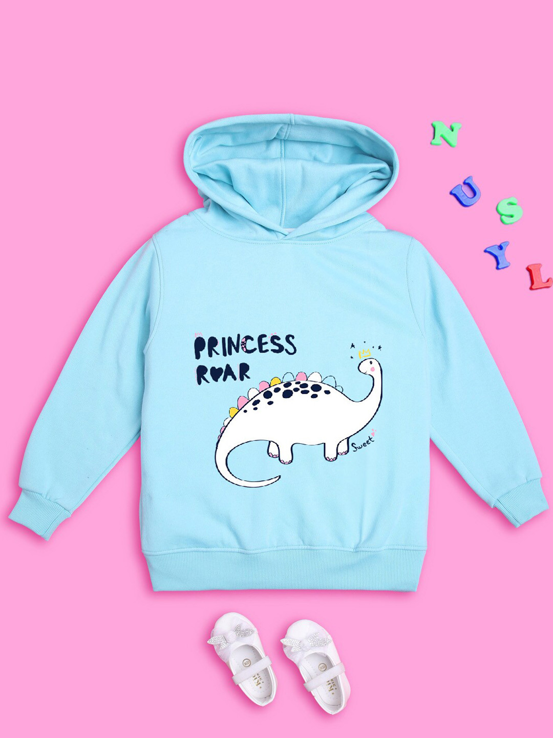 

NUSYL Girls Graphic Printed Hooded Pullover Sweatshirt, Blue