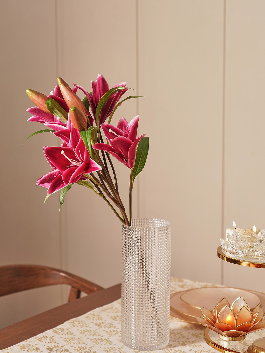 

Pure Home and Living Pink & Green Lily Artificial Flowers