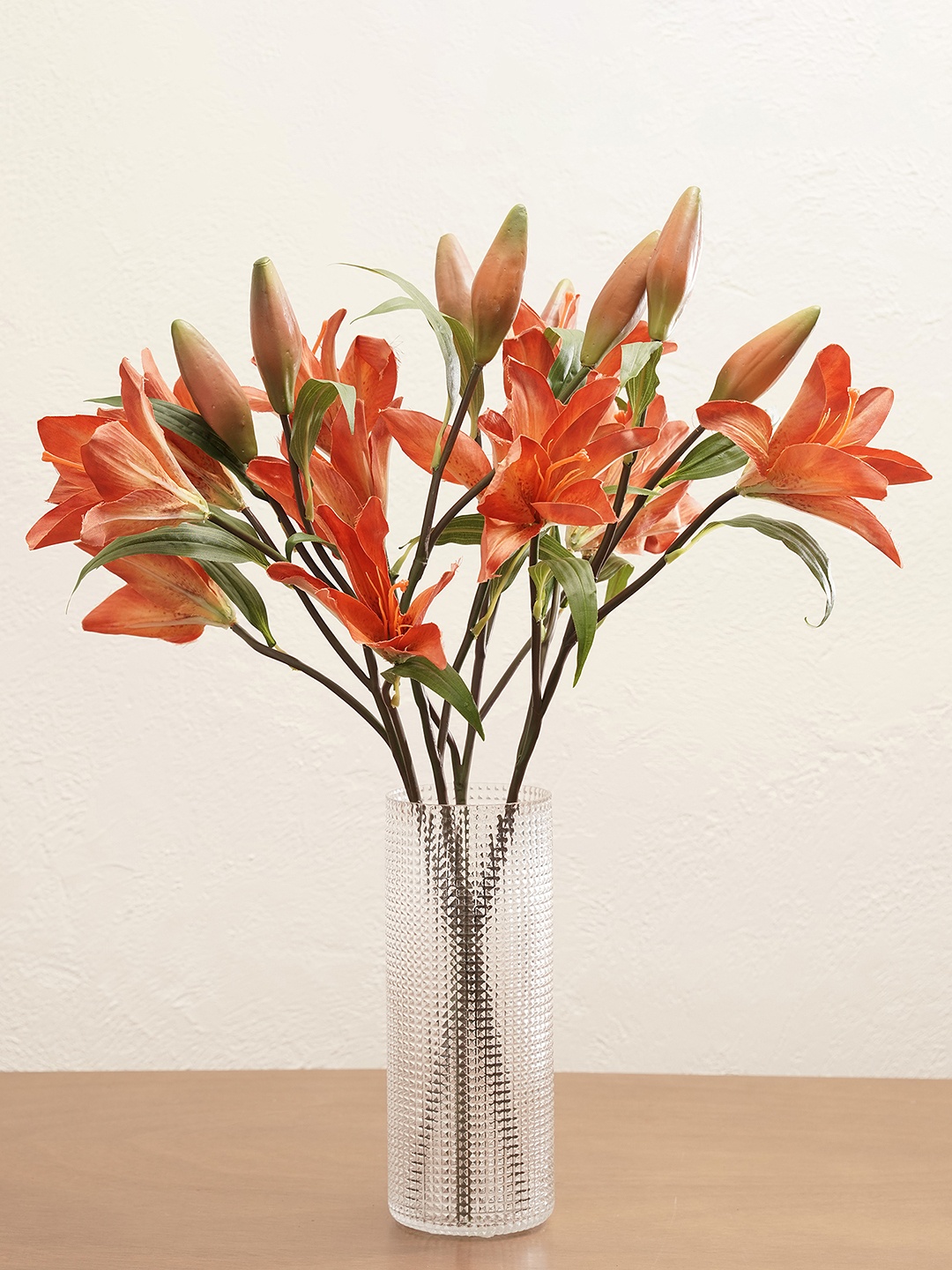 

Pure Home and Living Orange Colored & Green Lily Artificial Flowers
