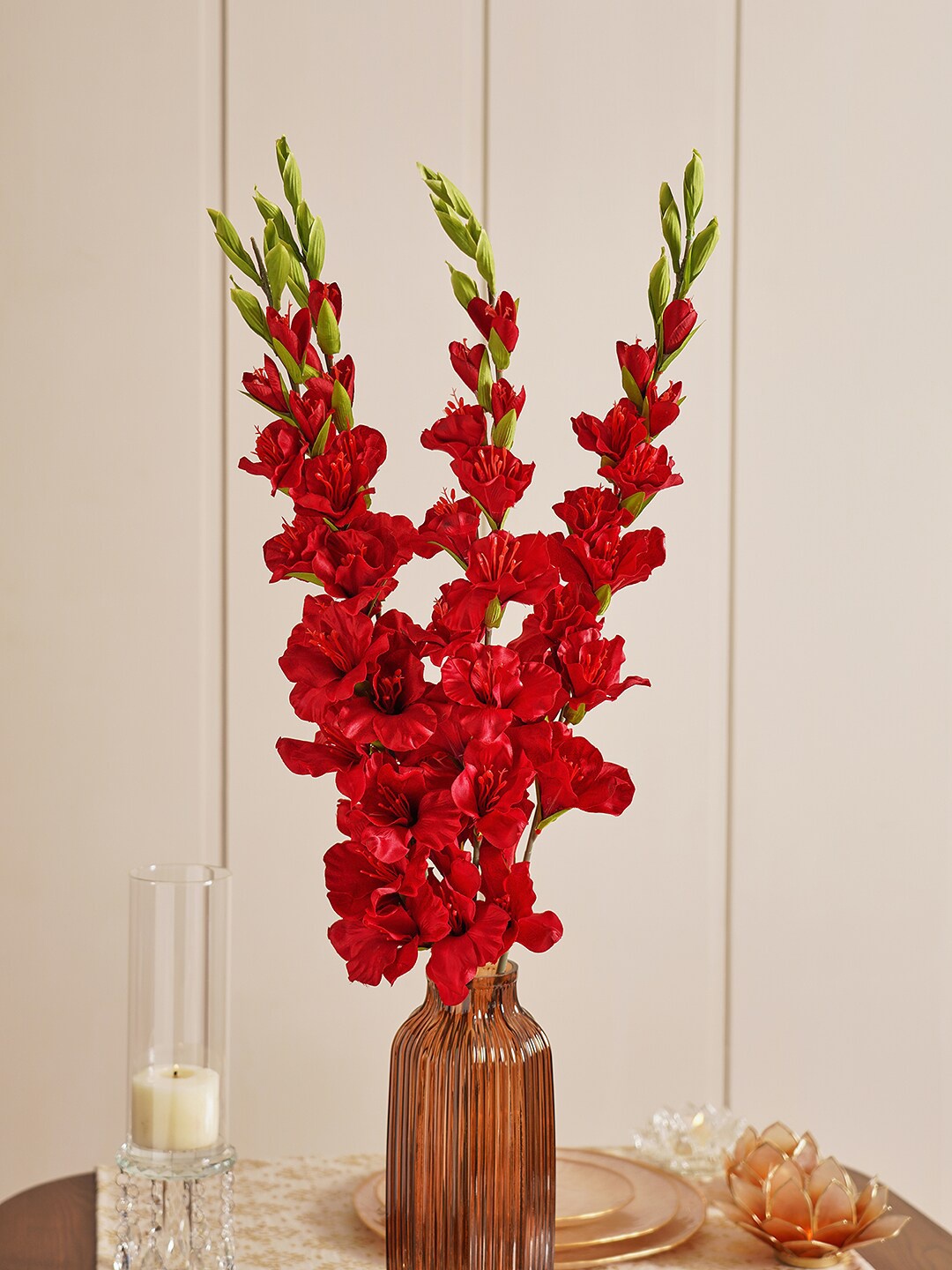 

Pure Home and Living Red & Green Gladiolus Artificial Flowers