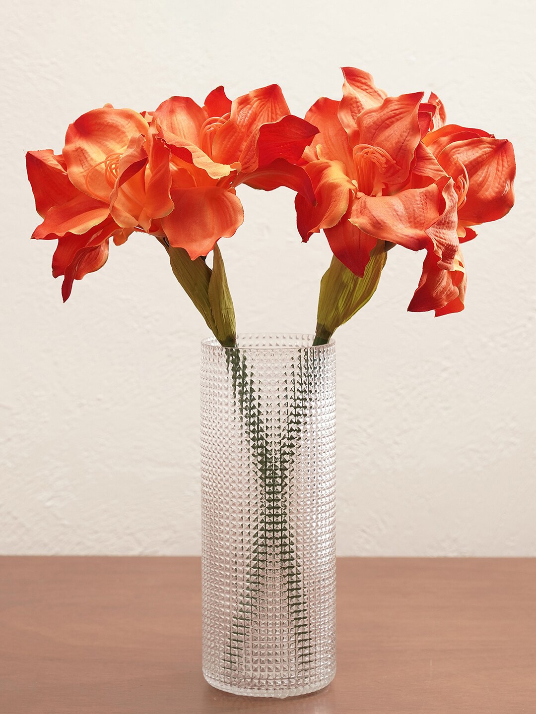 

Pure Home and Living Orange Colored & Green Amaryllis Artificial Flowers