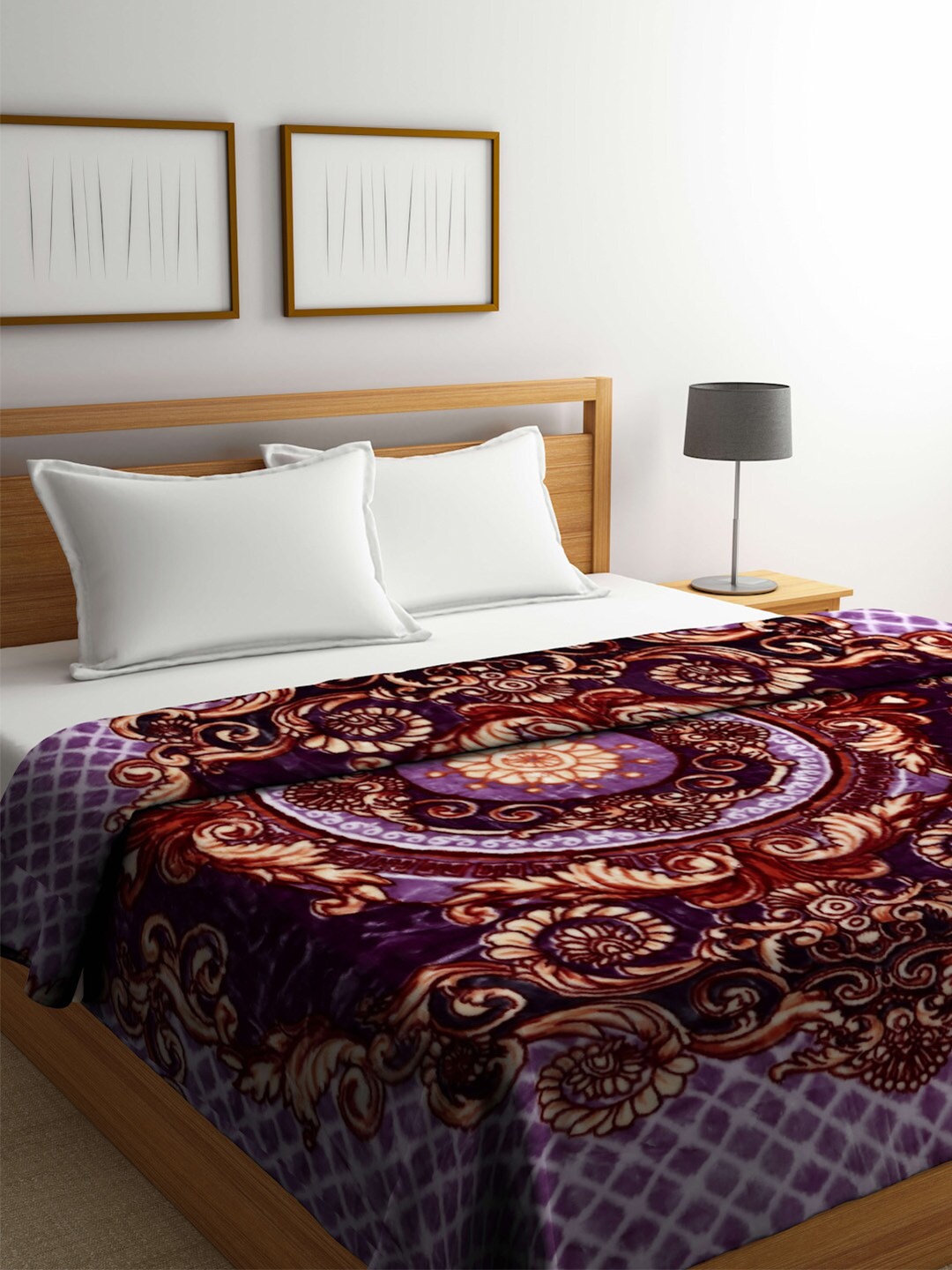 

Raymond Home Maroon & Purple Ethnic Motifs Heavy Winter 800 GSM Double Bed Blanket