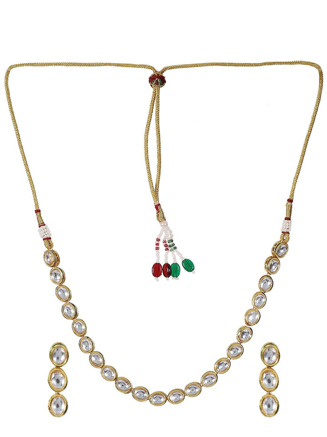 

STEORRA JEWELS Gold-Plated Kundan-Studded Necklace and Earrings