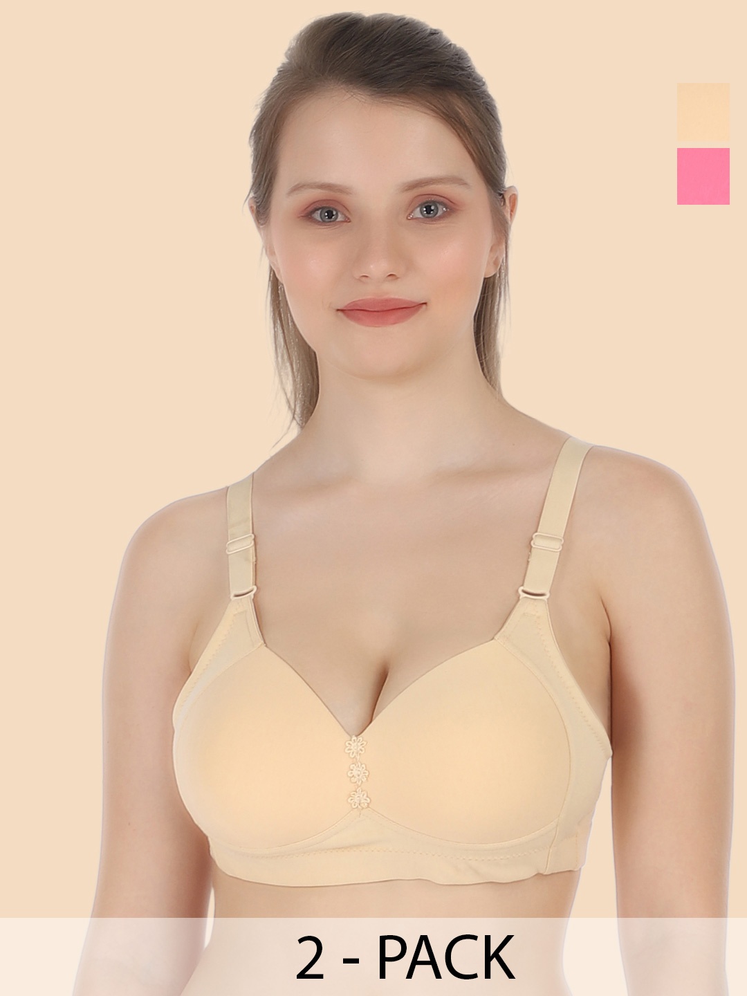 

Tweens Pink & Beige Bra Full Coverage Lightly Padded