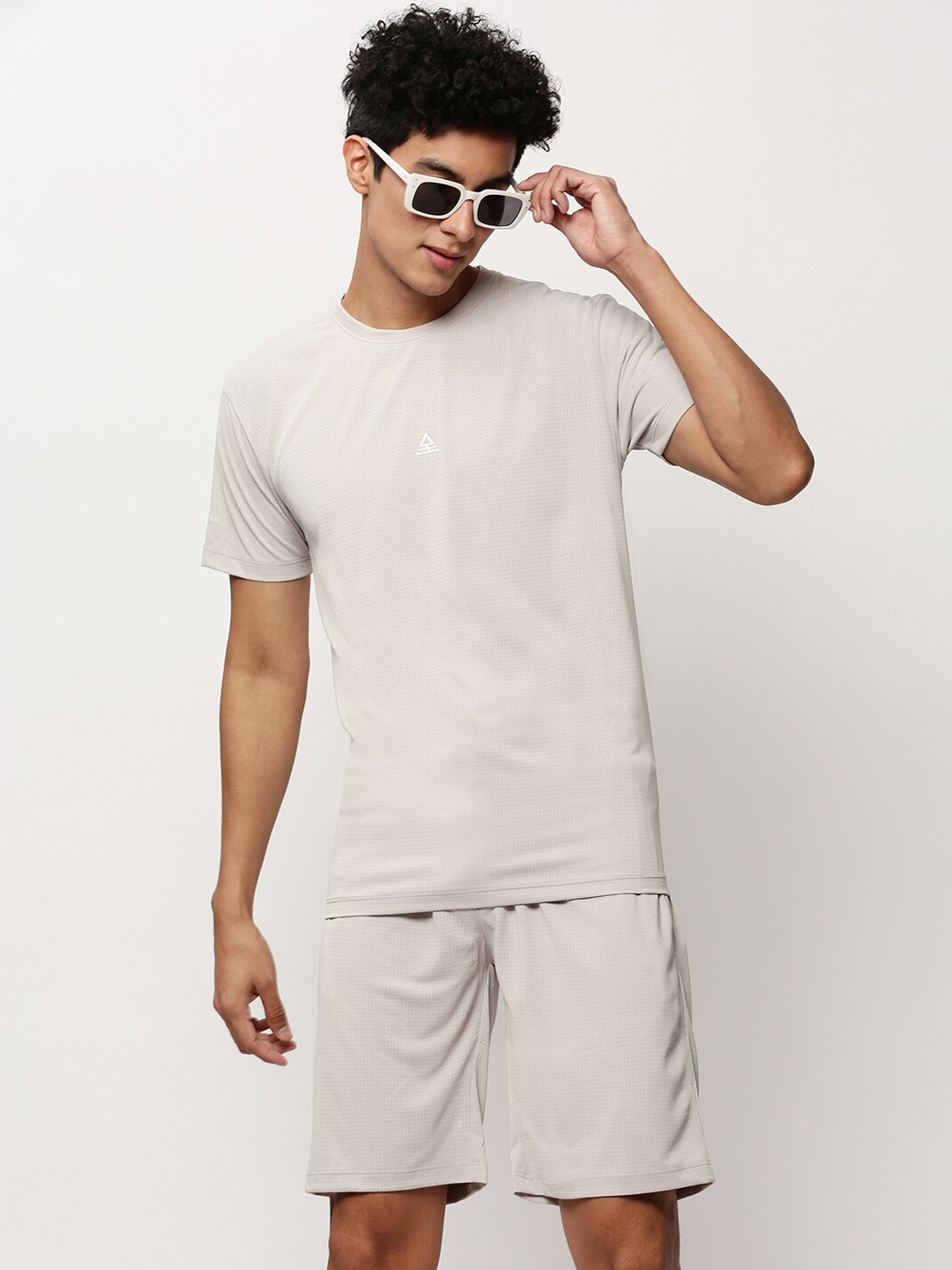 

SHOWOFF Men Self Design Co-Ords Set, Taupe