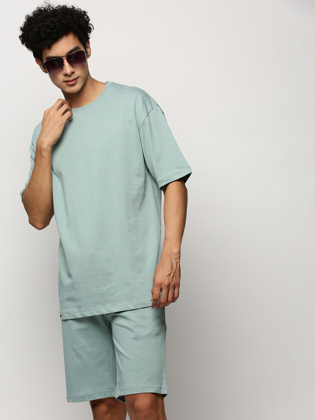 

SHOWOFF Men T-Shirt & Shorts Co-Ords, Sea green