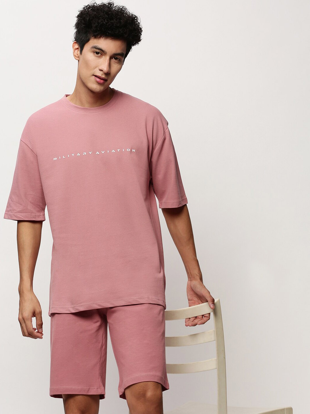 

SHOWOFF Round Neck T-Shirt & Shorts, Mauve