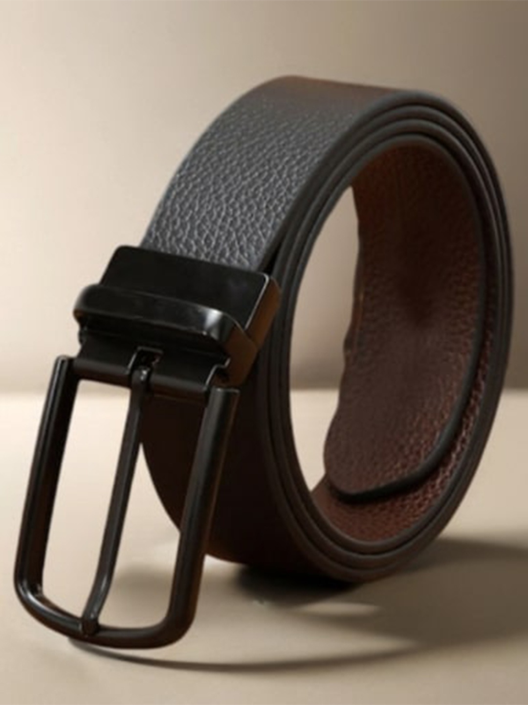 

Roadster Men Textured Reversible Leather Formal Belt, Black