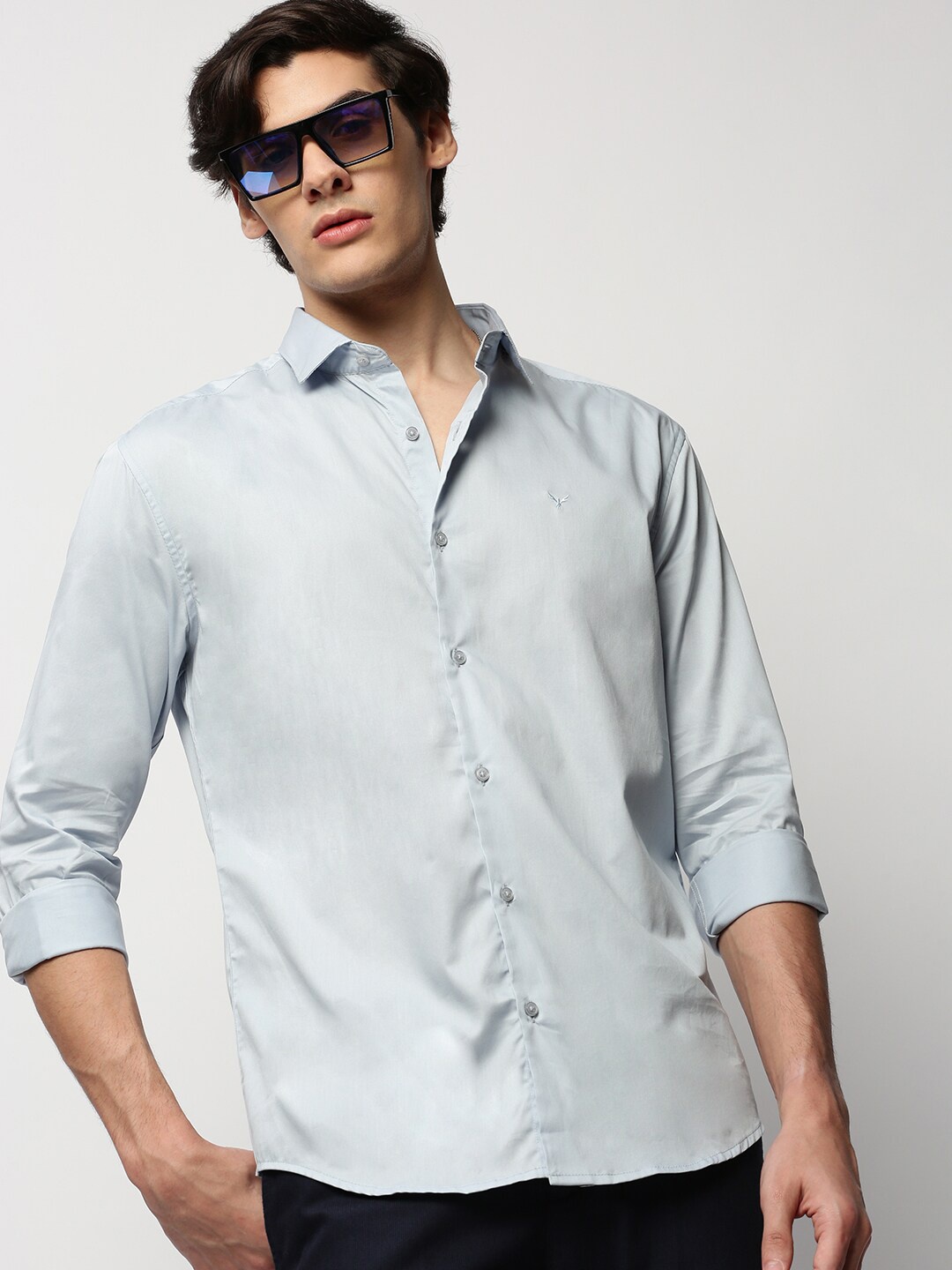 

SHOWOFF Premium Slim Fit Cotton Twill Casual Shirt, Grey