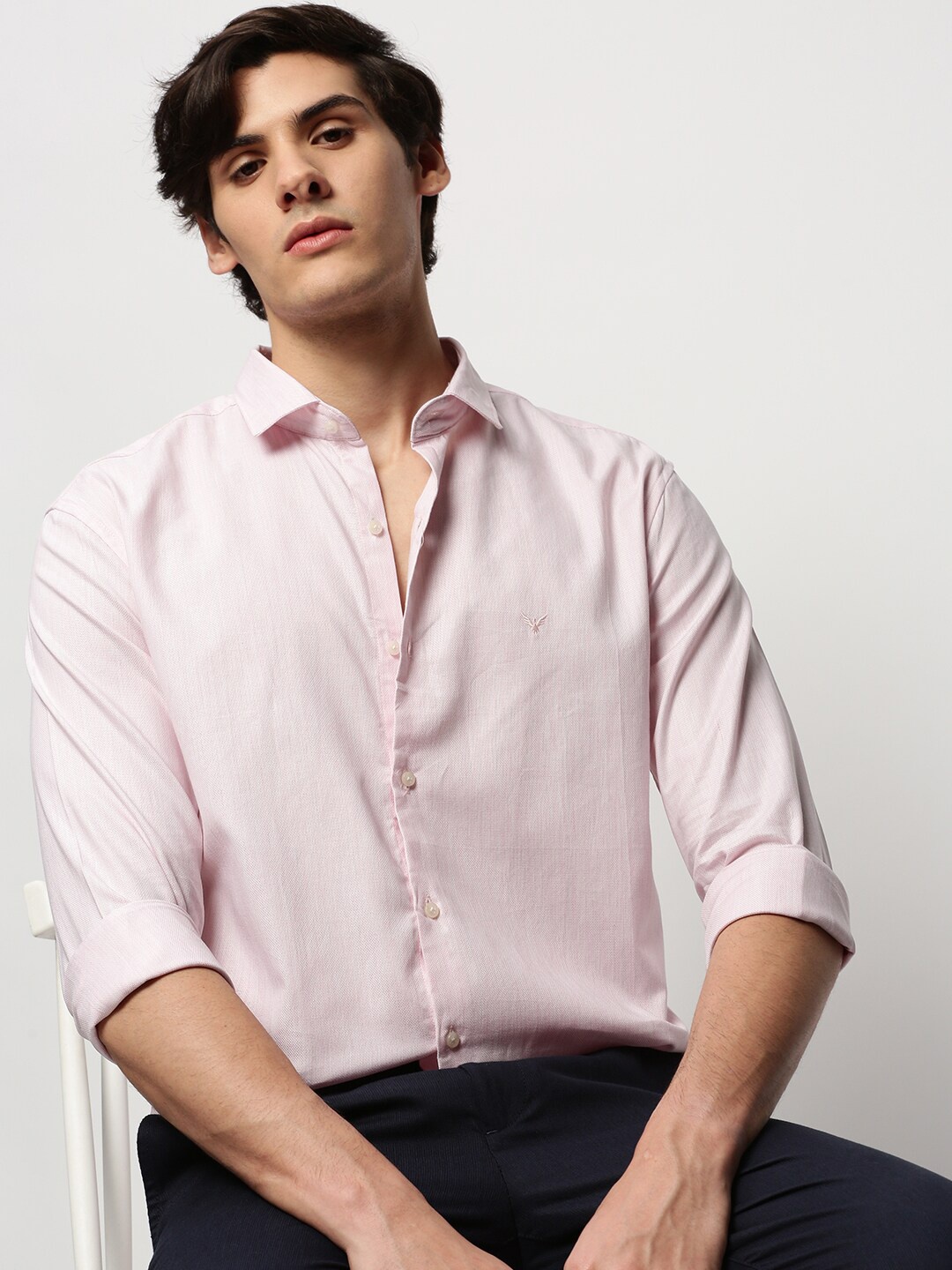

SHOWOFF Standard Slim Fit Spread Collar Cotton Casual Shirt, Pink