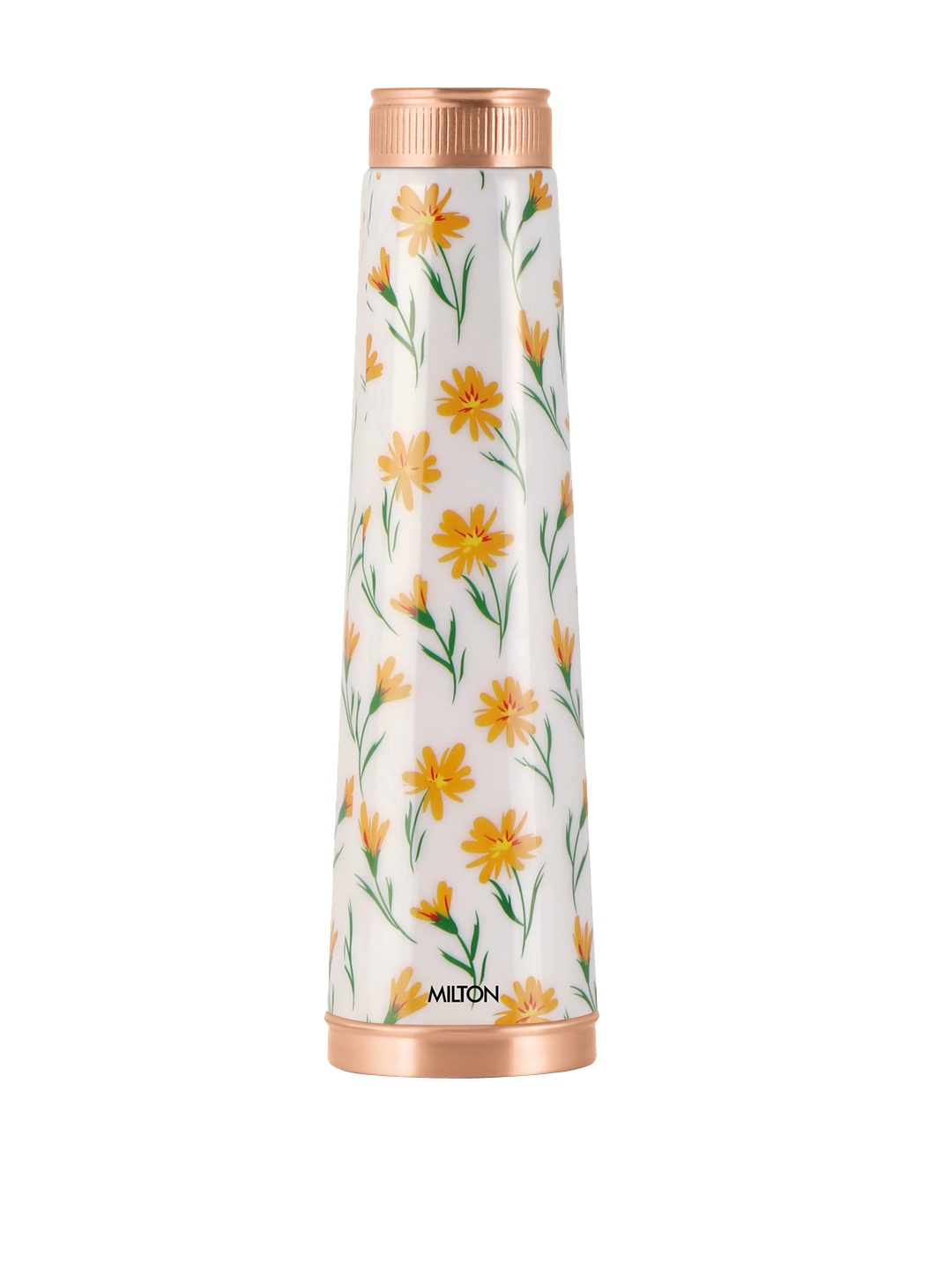 

Milton Copper Delight White & Yellow Floral Lacquer Coating Water Bottle 915 ML