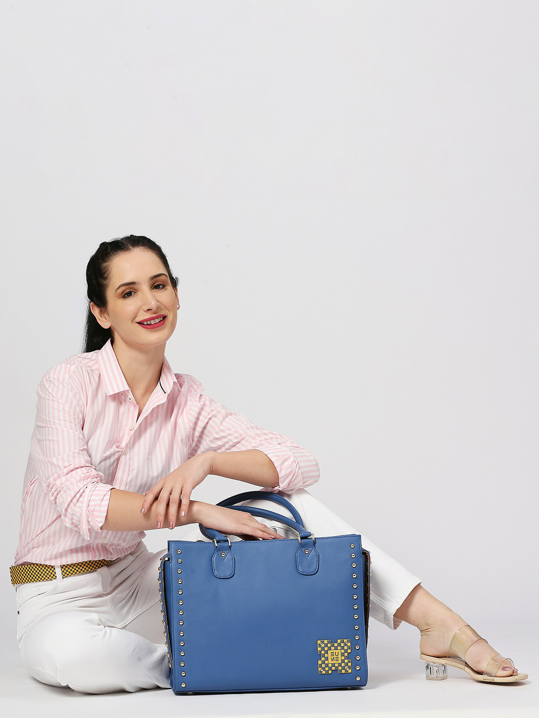 

EUME PU Half Moon Tote Bag, Blue
