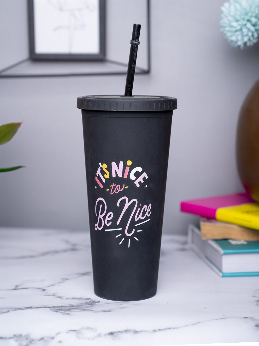 

MARKET99 Black & Pink Printed Sipper Water Bottle 450 ml