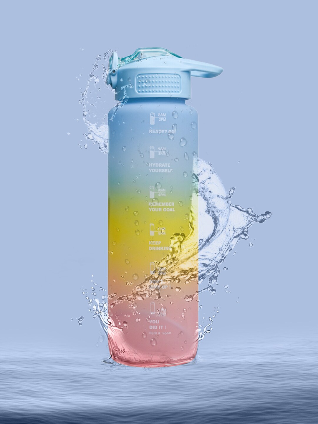 

MARKET99 Blue & Pink Colourblocked Water Bottle 1100 ML