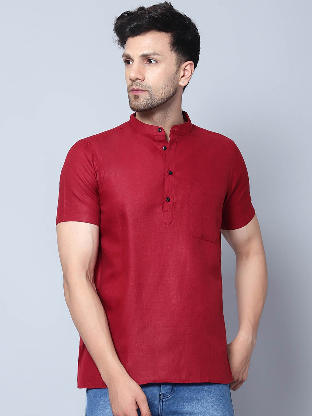 

Latest Chikan Garments Mandarin Collar Straight Kurta, Maroon