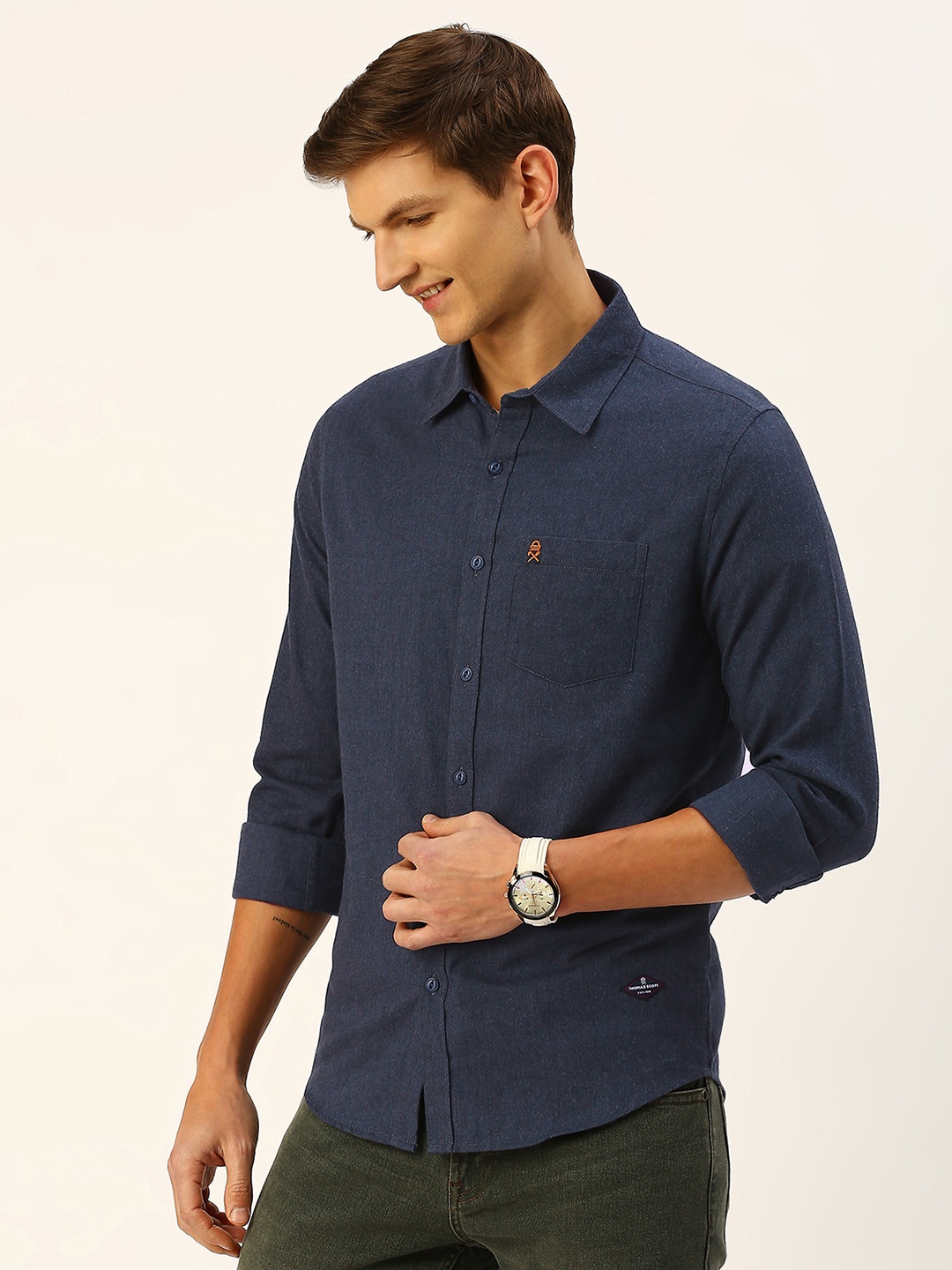 

Thomas Scott Men Classic Slim Fit Flannel Casual Shirt, Blue