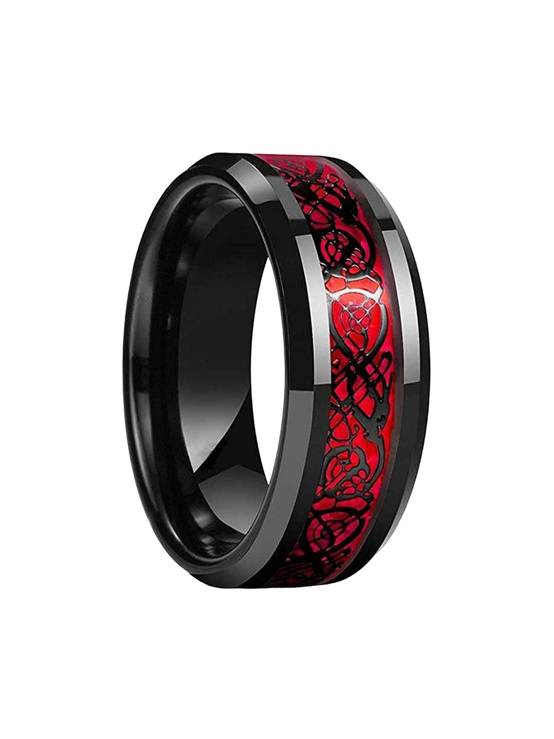 

KRYSTALZ Unisex Celtic Titanium Dragon Carved Finger Ring, Black