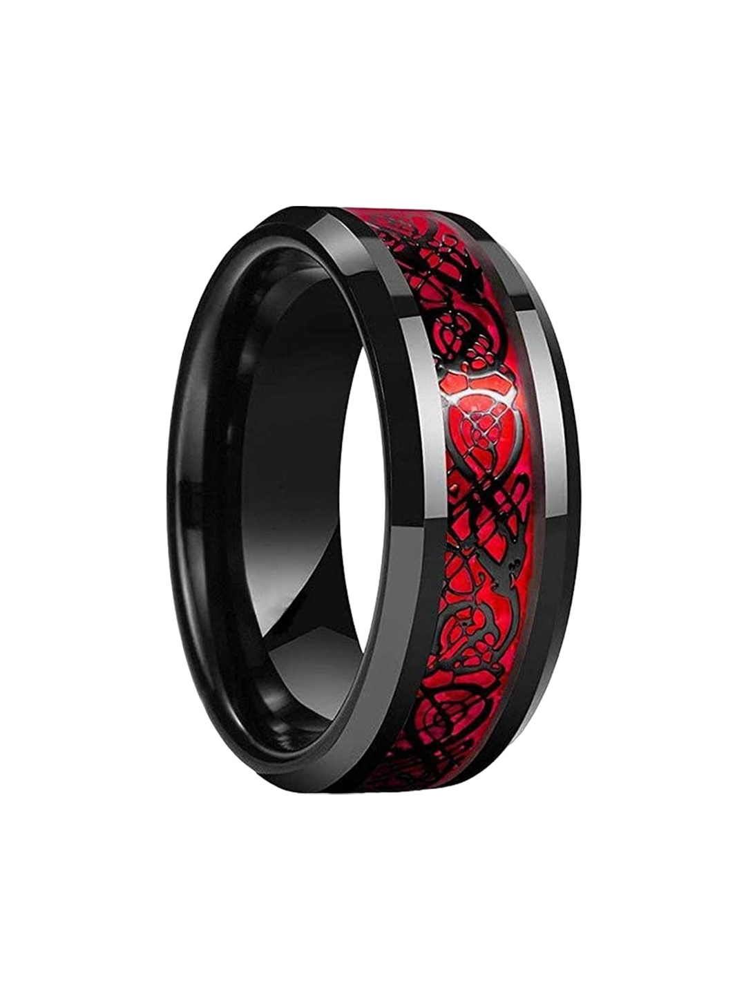 

KRYSTALZ Unisex Dragon-Patterned Stainless Steel Band Ring, Black