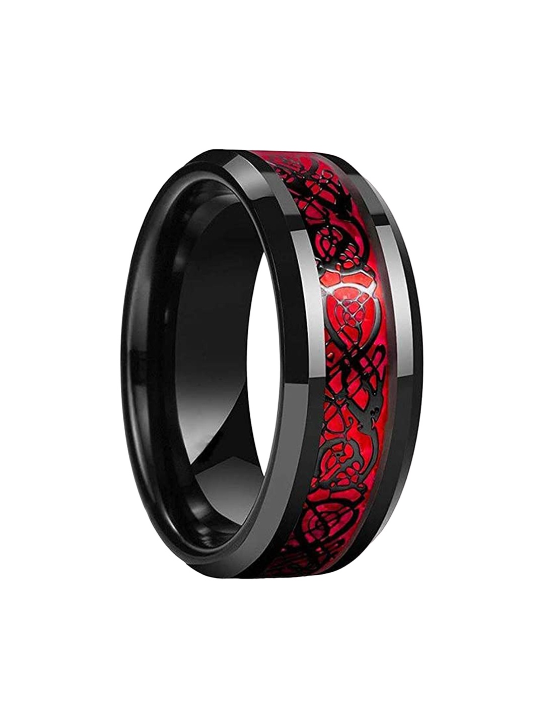 

KRYSTALZ Unisex Celtic Titanium Dragon Carved Finger Ring, Black