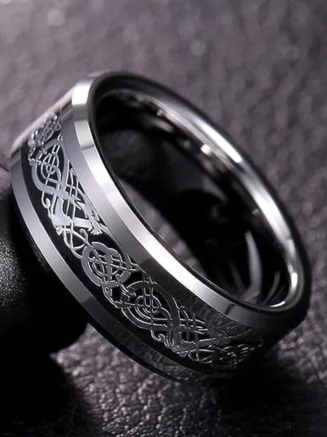 

KRYSTALZ Unisex Silver-Plated Celtic Dragon Finger Ring