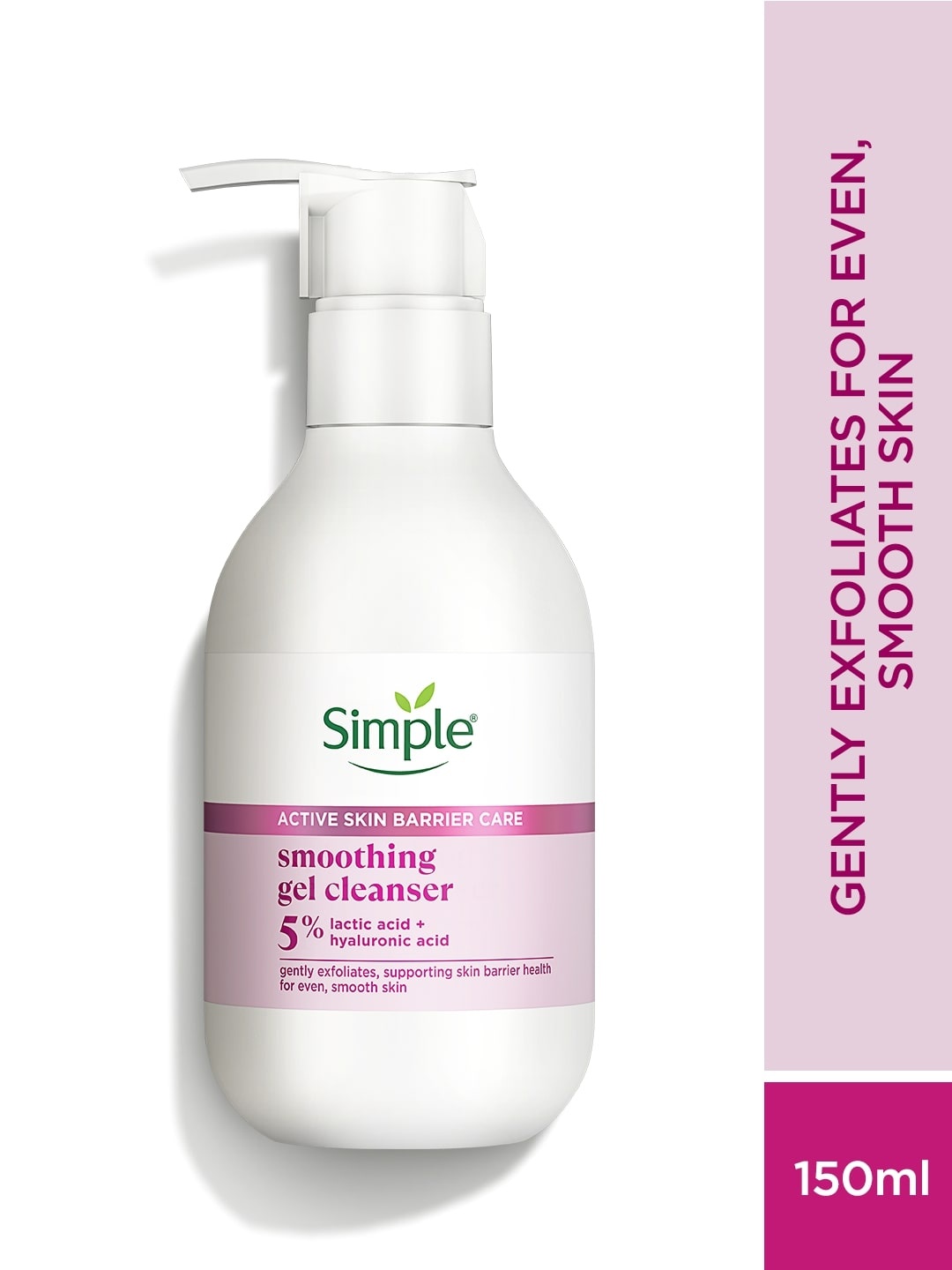 

Simple Active Skin Barrier Care Smoothing Gel Cleanser with Lactic Acid- 150ml, White