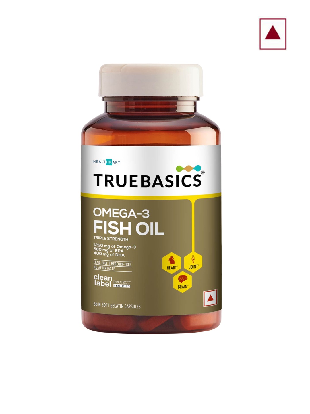 

TrueBasics Omega-3 Fish Oil Capsules for Healthy Heart & Joints - 60 Capsules, Yellow