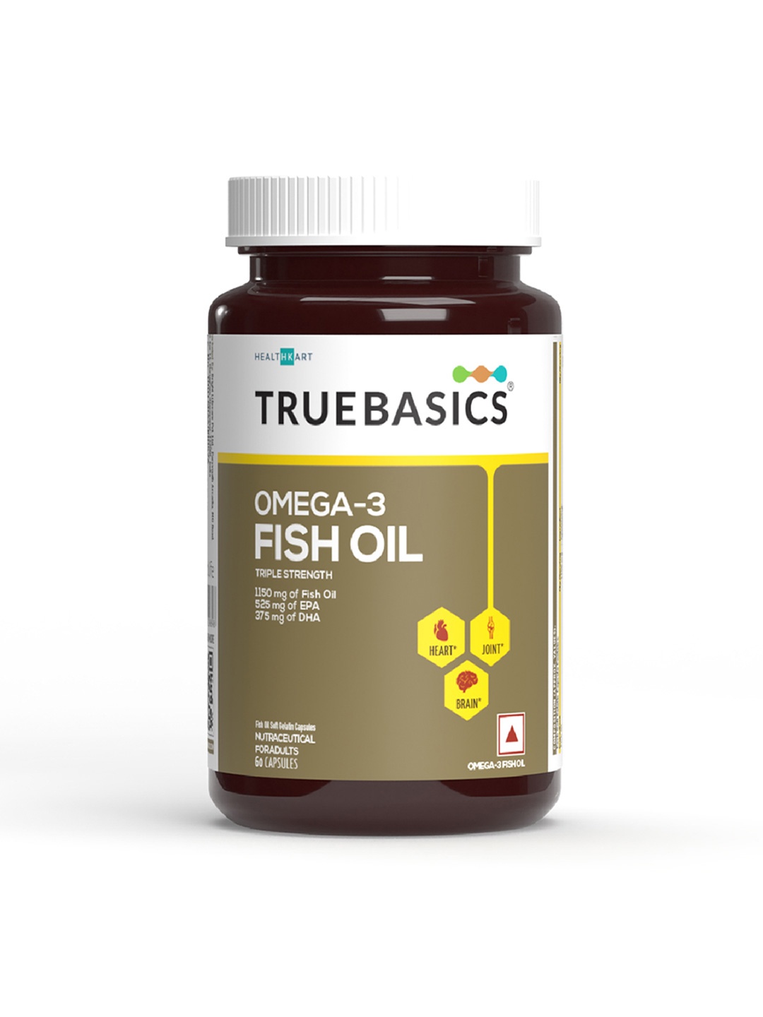 

TrueBasics Omega-3 Fish Oil Capsules for Healthy Heart & Joints - 60 Capsules, Yellow