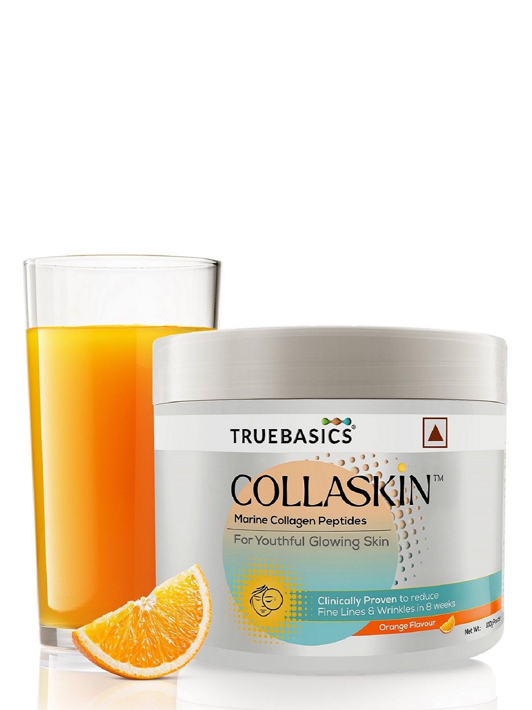 

TrueBasics CollaSkin Marine Collagen Peptides for Youthful Glowing Skin 100 g - Orange