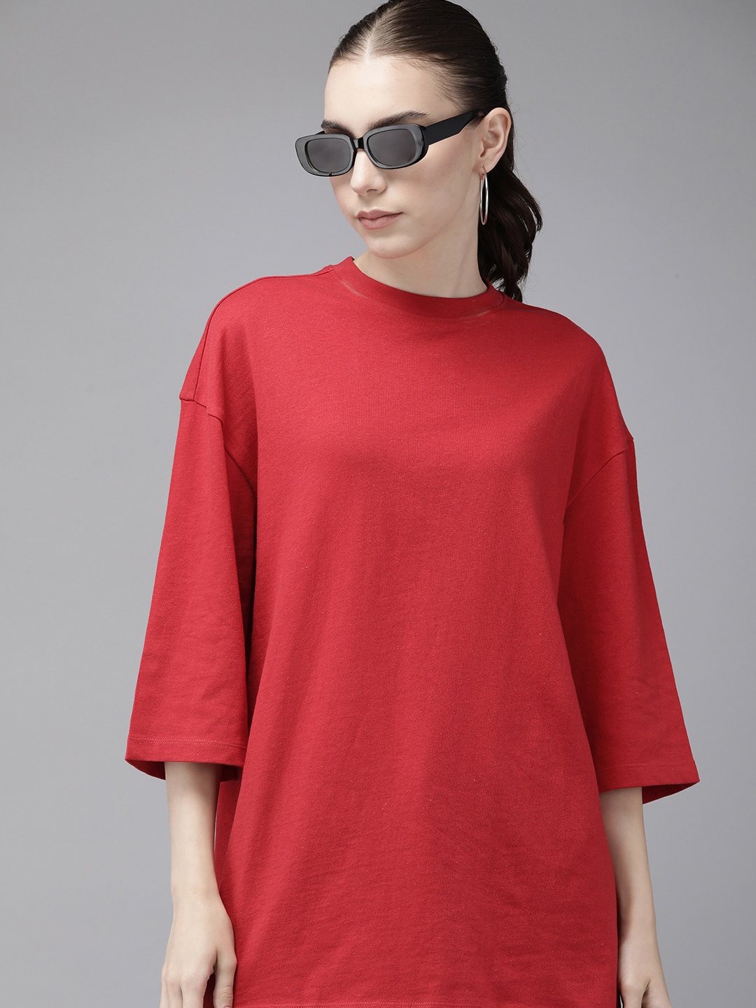 

Roadster Women Drop-Shoulder Sleeves T-shirt, Red