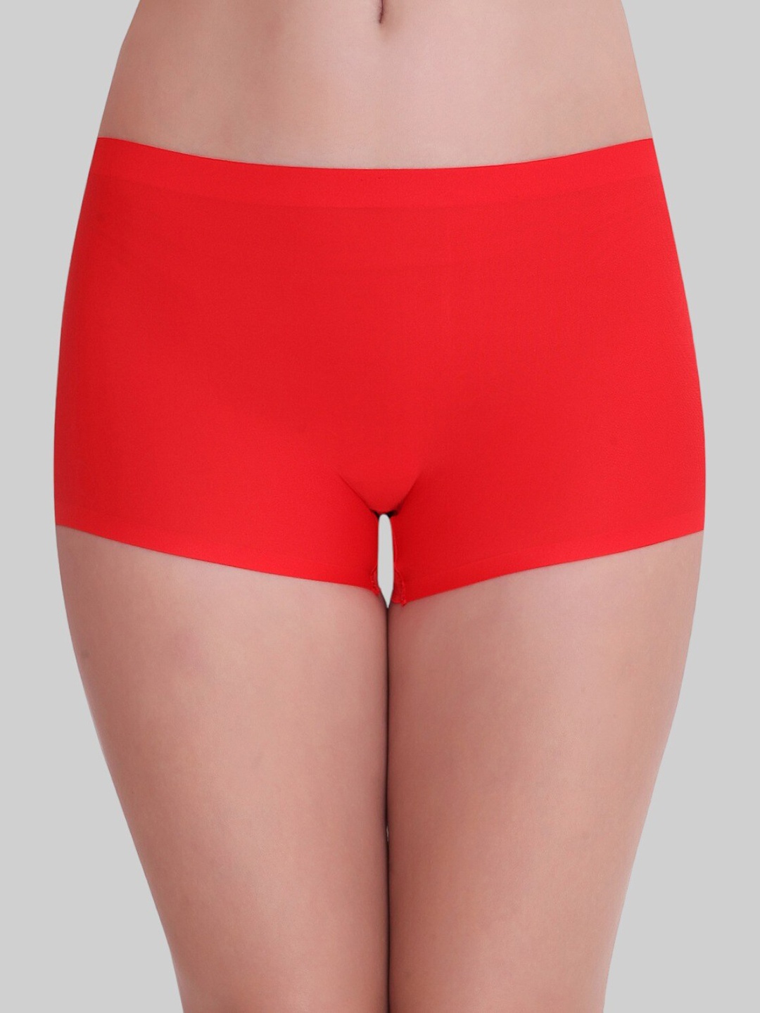 

PLUMBURY Mid-Rise Seamless Boy Shorts Breif, Red