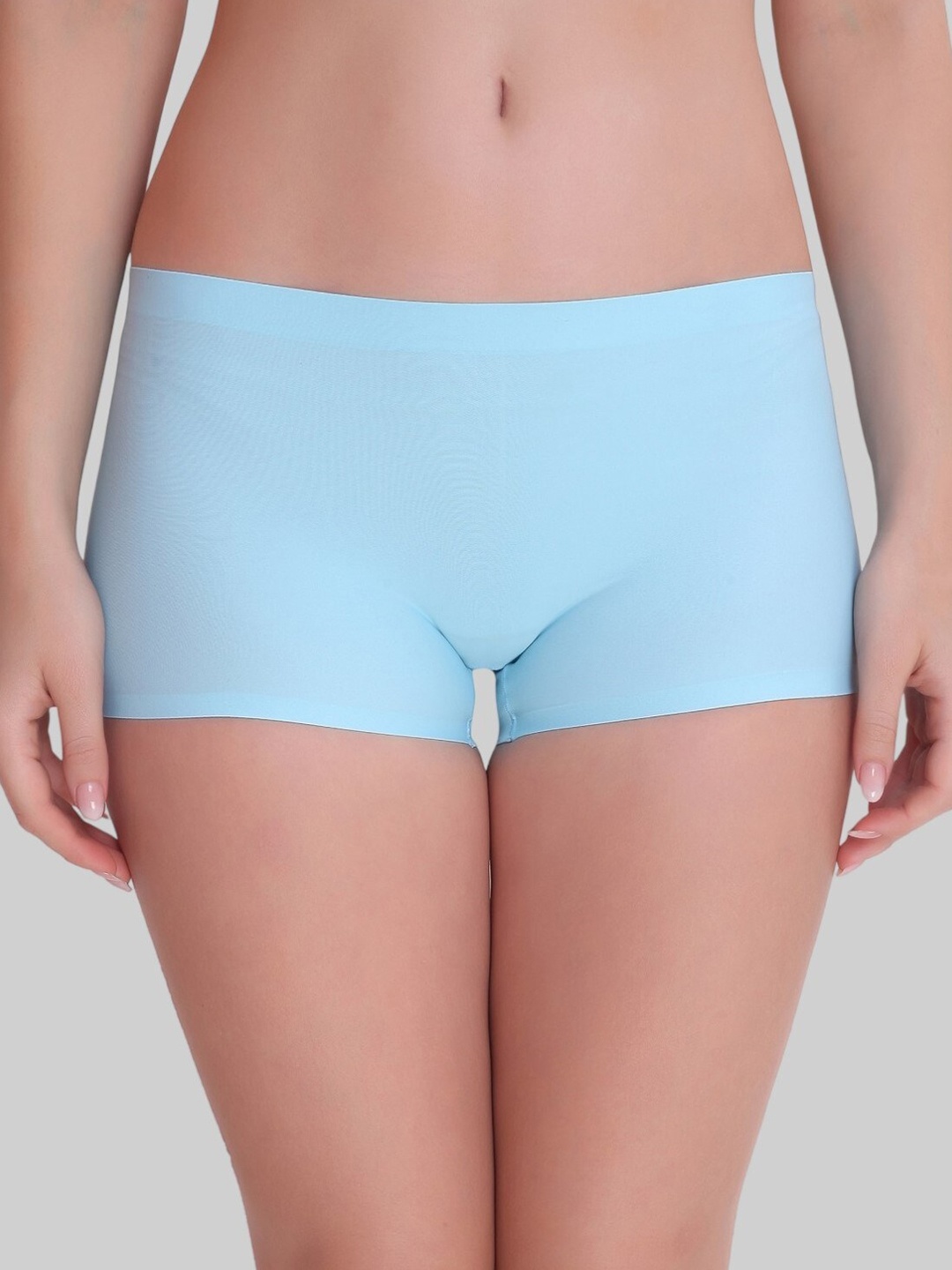 

PLUMBURY Seamless Full Back Coverage Moisture Wicking Boy Shorts, Blue