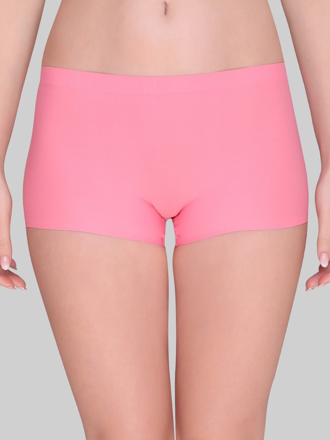 

PLUMBURY Seamless Mid-Rise Boy Shorts, Pink