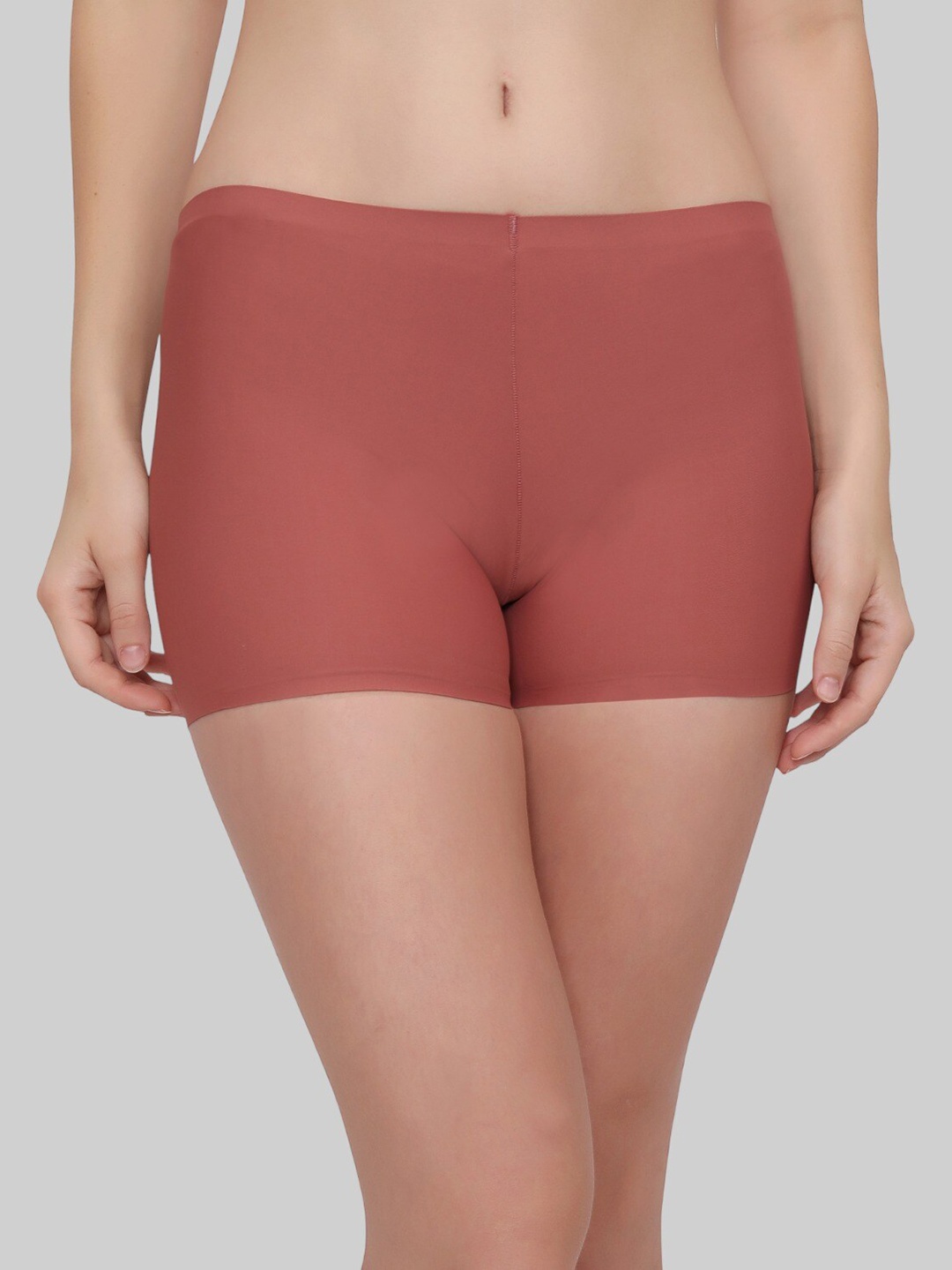 

PLUMBURY Seamless Full Back Coverage Moisture Wicking Boy Shorts, Peach
