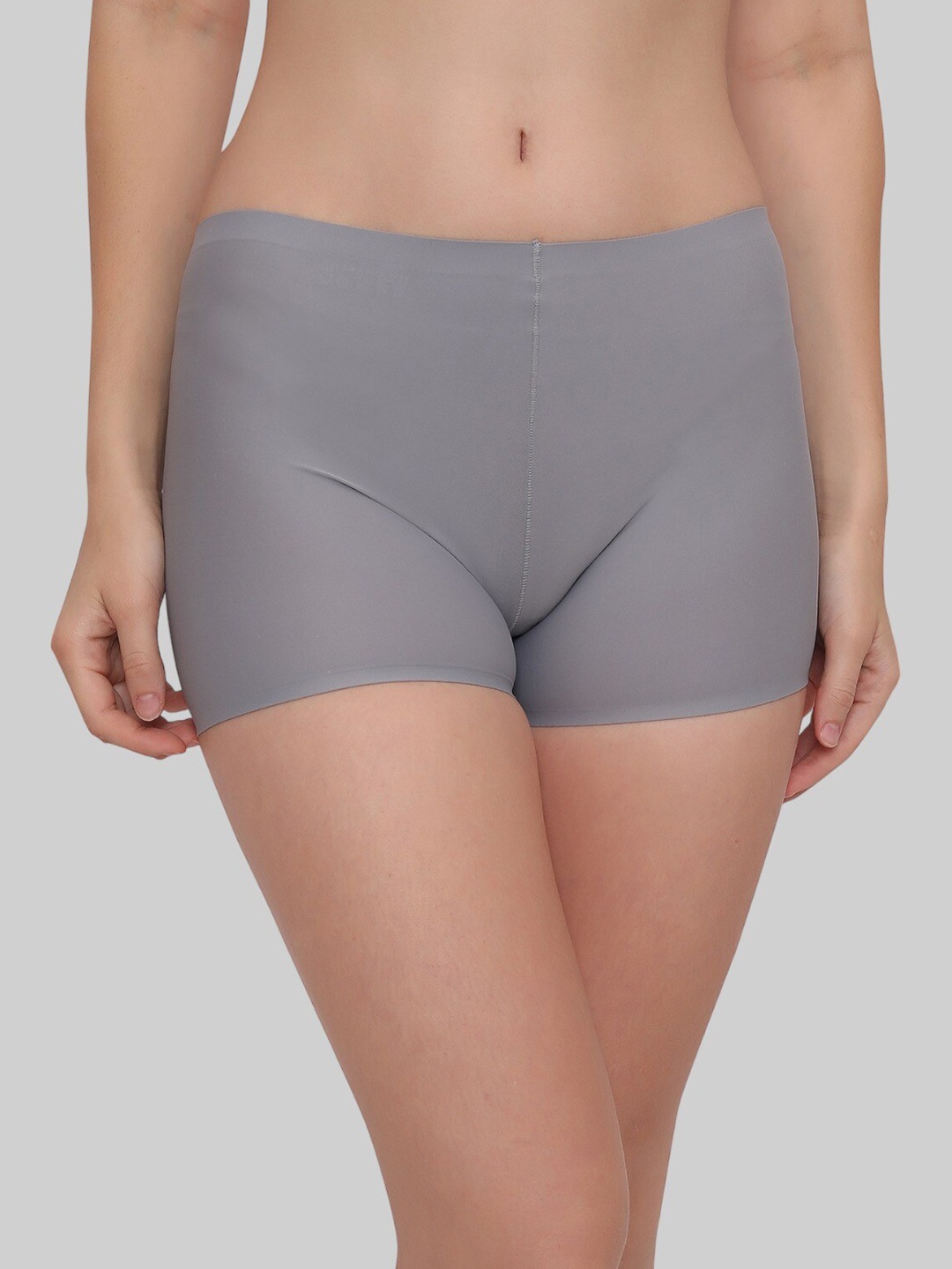 

PLUMBURY Mid-Rise Seamless Boy Shorts Breif, Grey