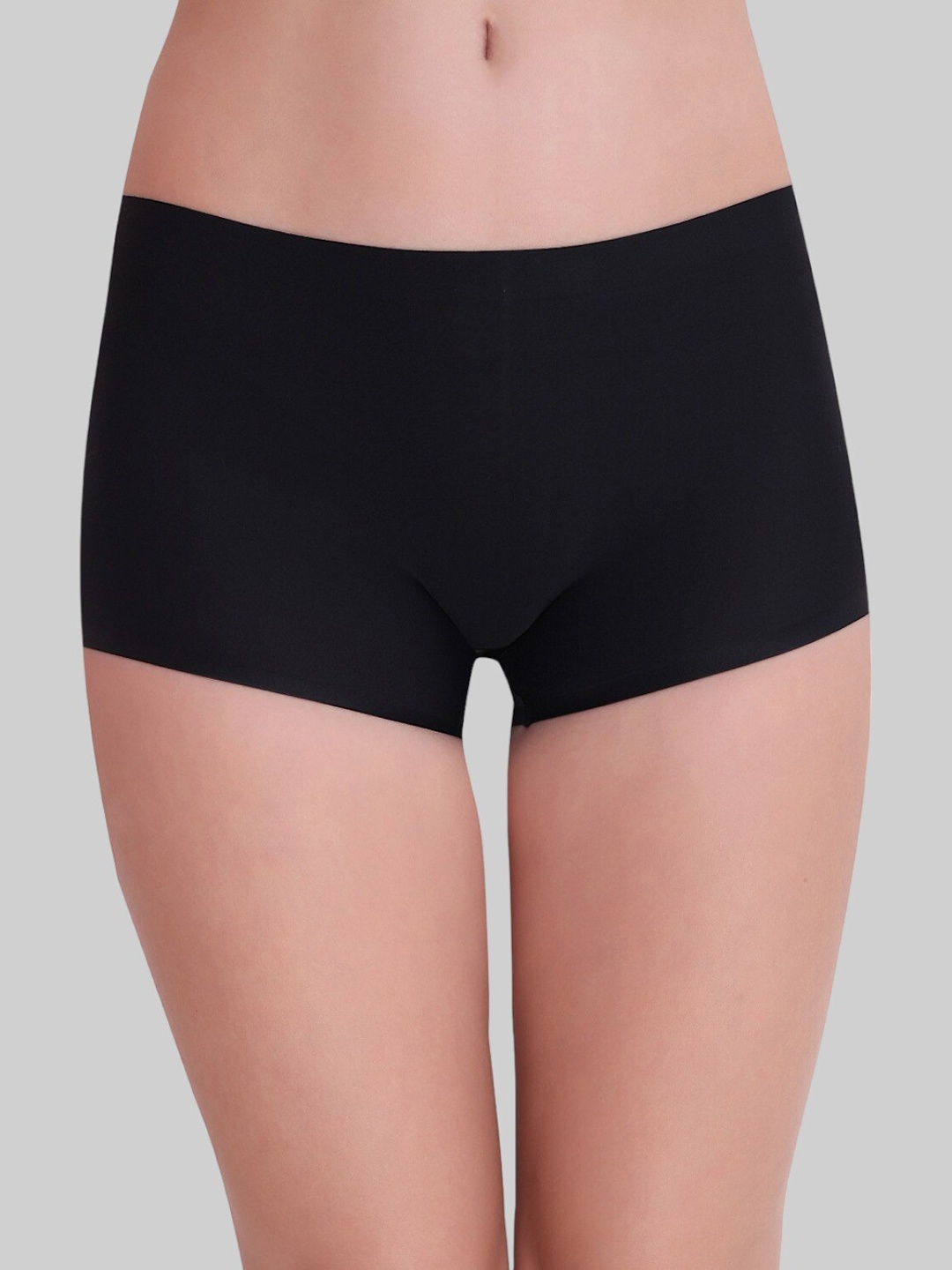 

PLUMBURY Mid-Rise Seamless Boy Shorts Breif, Black