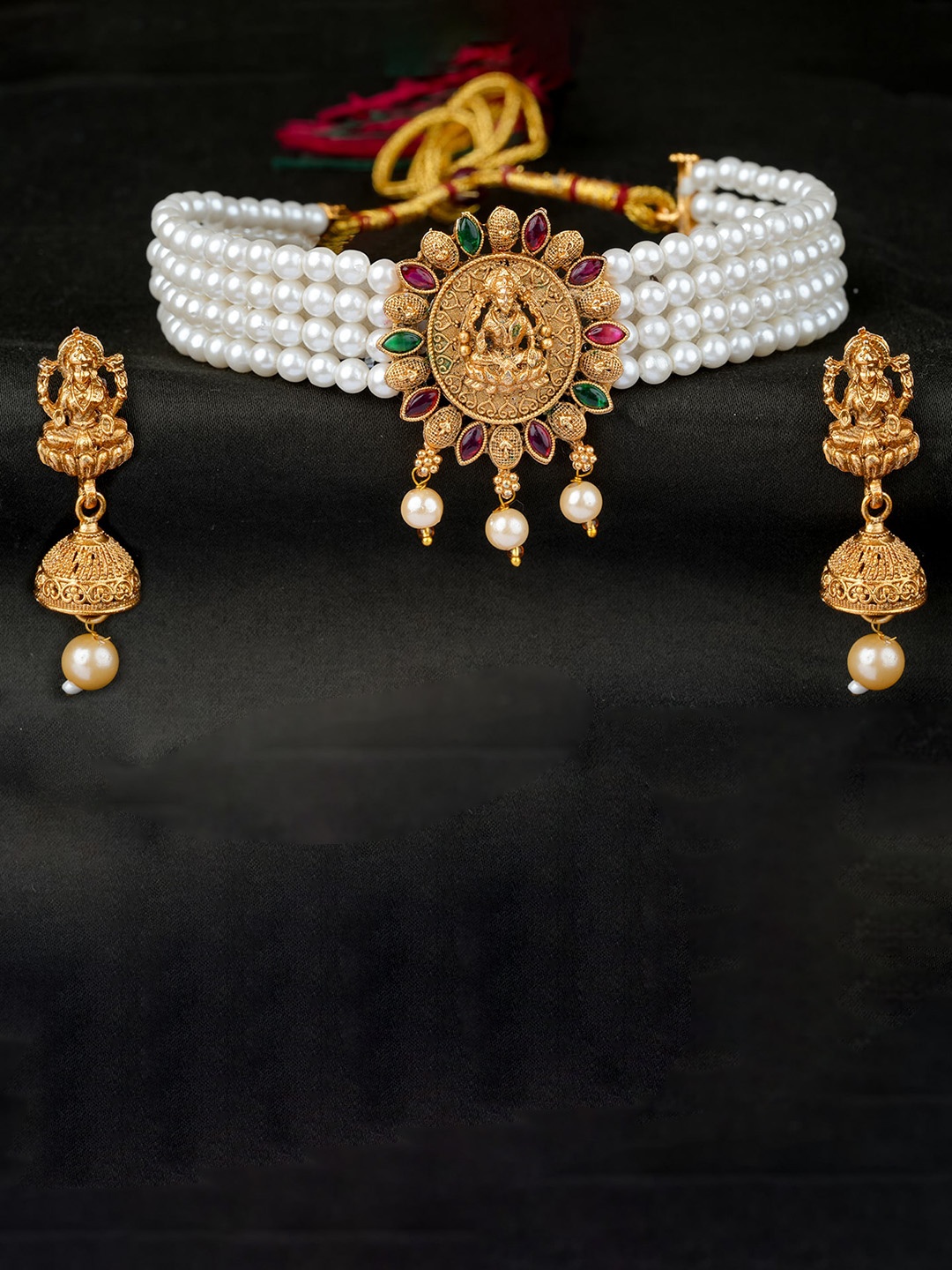 

Vita Bella Gold-Plated Stone-Studded & Beaded Jewellery Set