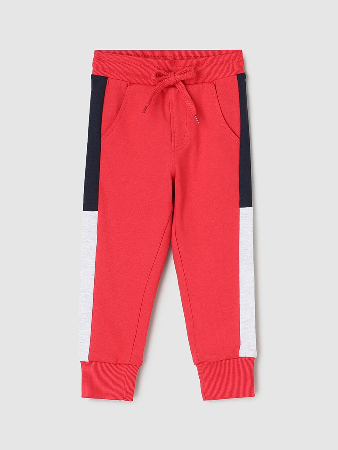 

max Boys Side Panel Detail Pure Cotton Joggers, Red