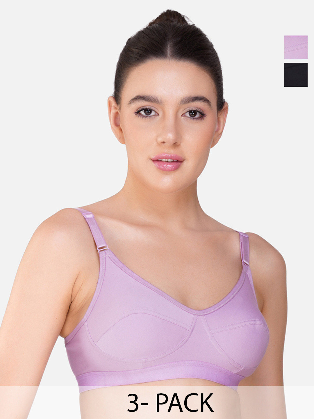 

Teenager Women Non Padded Cotton Soft & Comfortable Fabric Everyday Tshirt Bras, Black