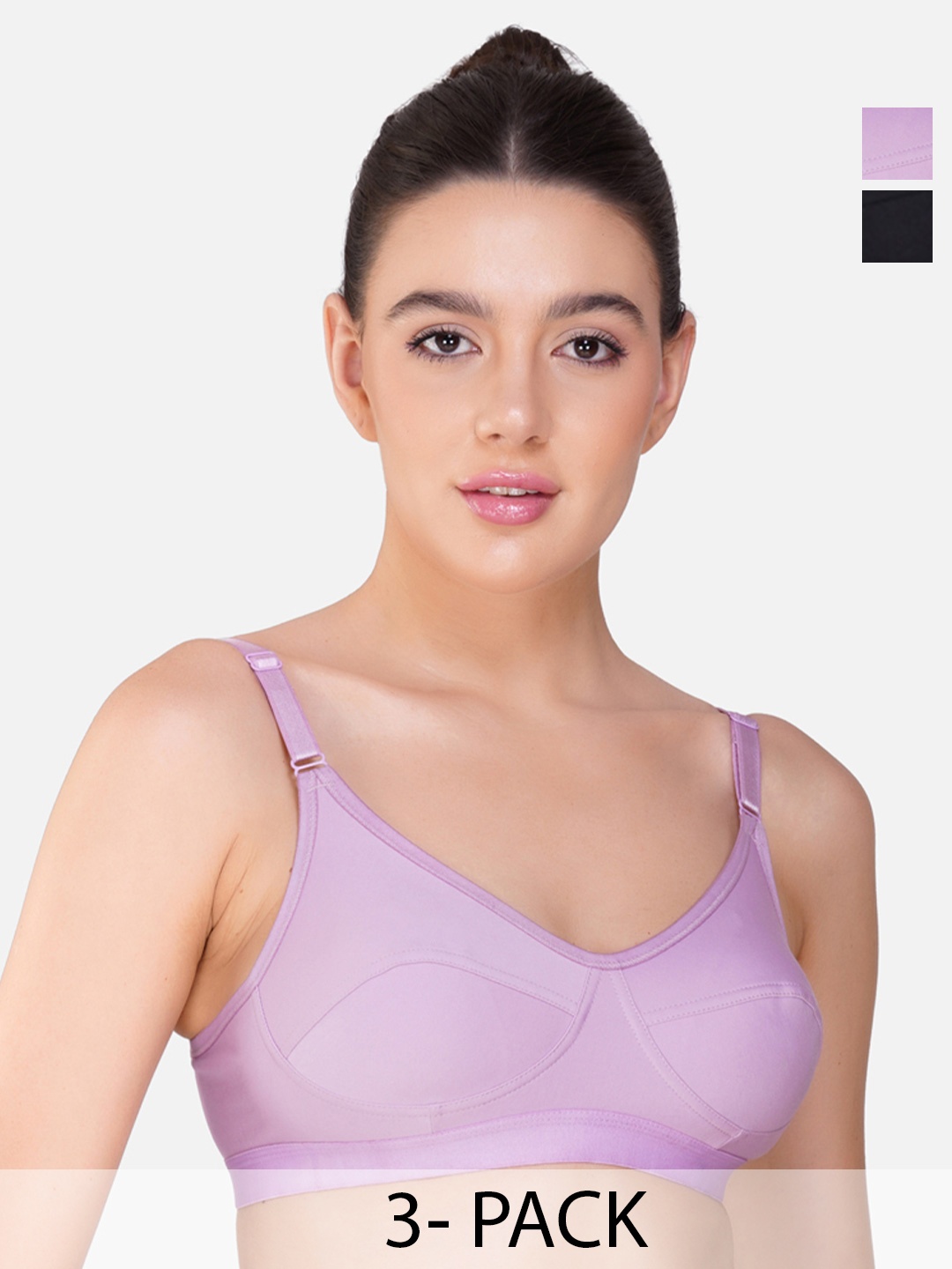 

Teenager Women Non Padded Cotton Soft & Comfortable Fabric Everyday Tshirt Bras, Black