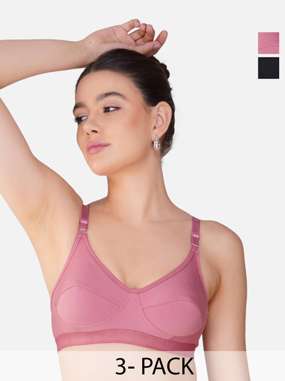 

Teenager Women Non Padded Cotton Soft & Comfortable Fabric Everyday Tshirt Bras, Black