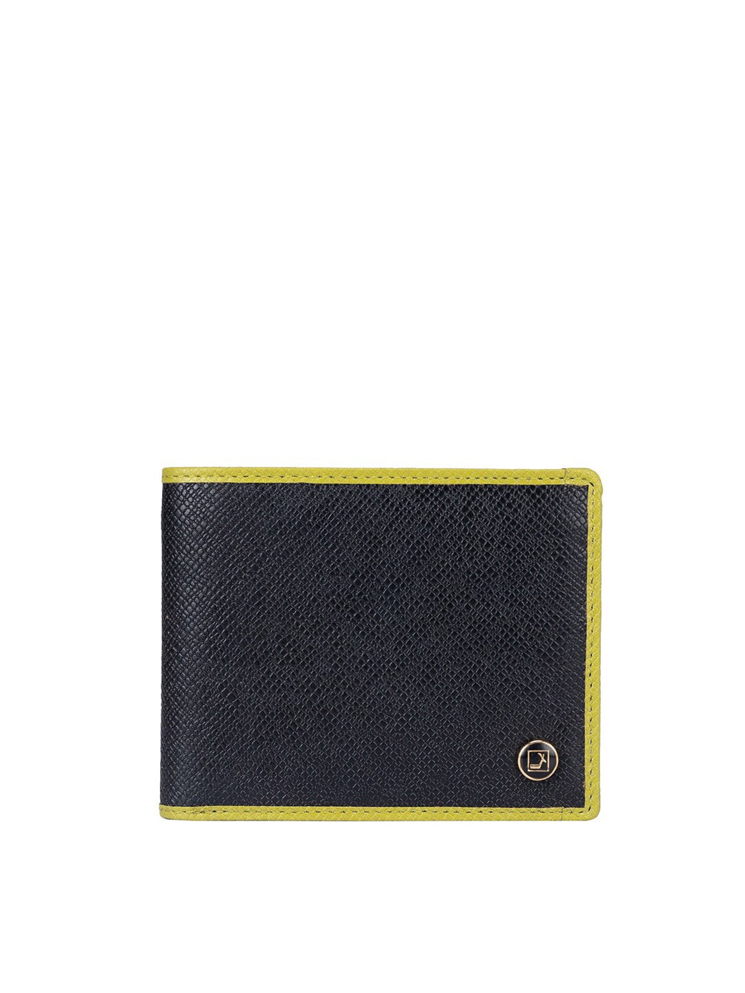 

Da Milano Women Textured Leather Two Fold Wallet, Black